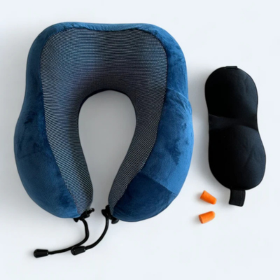 Velourblått JourneyLife Memory Foam Nackkudde